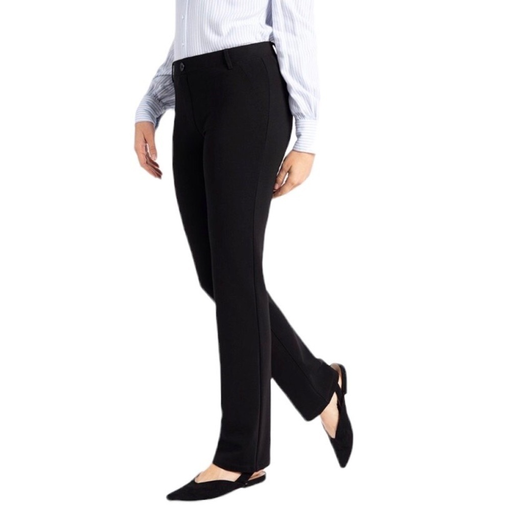 Betabrand Classic Straight Leg Dress Pants Black Size Medium Ponte Knit W0076